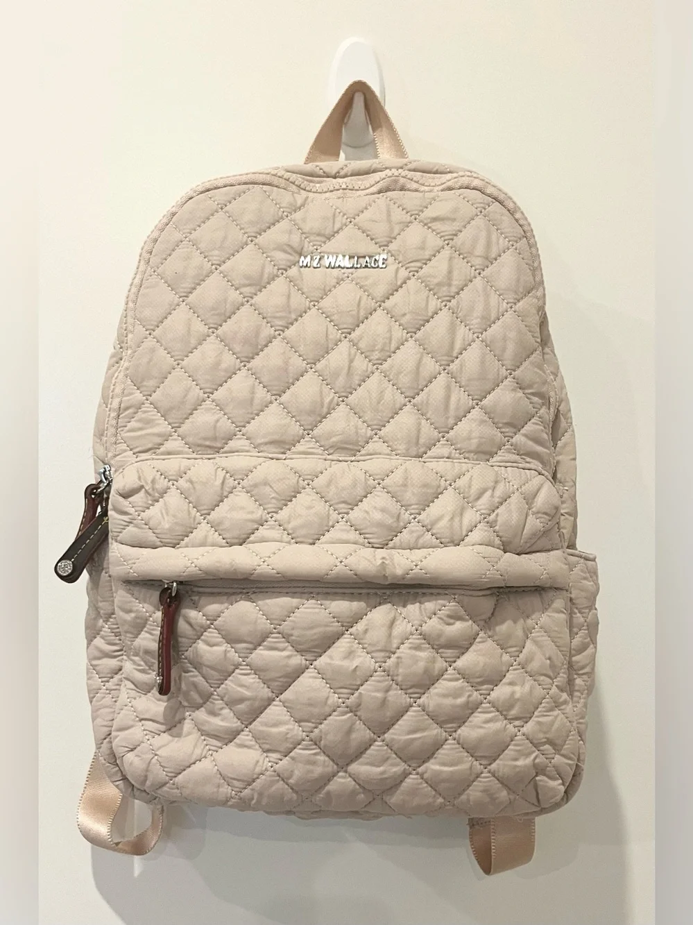 MZ Wallace New York Quilted Metro Laptop School Travel Backpack Buff Pink